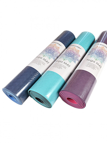 Коврик для йоги и фитнеса TPE 183*61*0.6 см, 2-слойный, OHS, фиолетово-розовый фото 8
