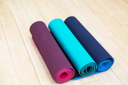 Коврик для йоги и фитнеса TPE 183*61*0.6 см, 2-слойный, OHS, сине-голубой фото 14