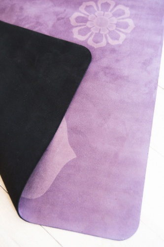 Коврик для фитнеса замшевый 183*68*0.3 см, с мандалой, коричнево-фиолетовый фото 11