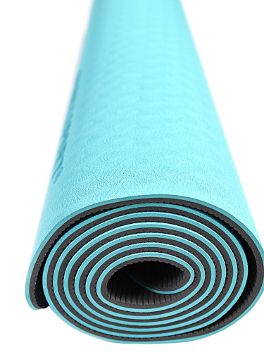 Коврик для йоги и фитнеса TPE 183*61*0.6 см, 2-слойный, OHS, бирюзовый фото 4