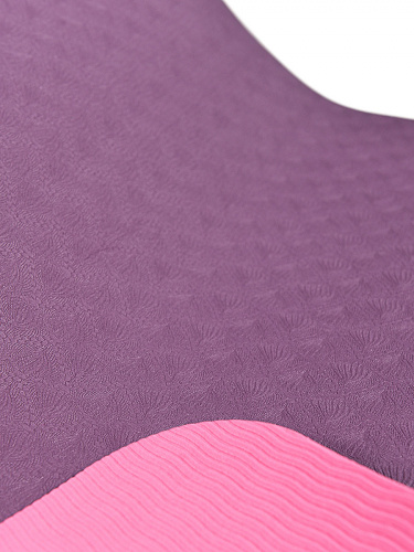 Коврик для йоги и фитнеса TPE 183*61*0.6 см, 2-слойный, OHS, фиолетово-розовый фото 16